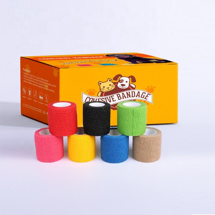Medical Elastic Non-Woven Cohesive Bandage Flexible Self-Adherent Wrap Breathable Vet Wrap Bandage for Sports and Veterinary Use