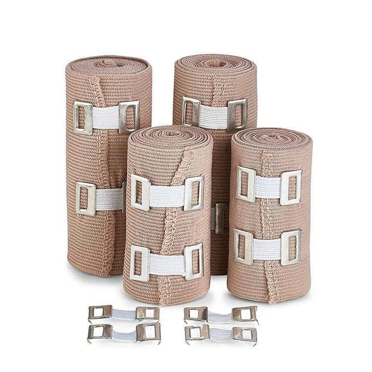 Medical Disposable Skin Color High Elastic Cotton Compressed Crepe Cohesive Adhesive Bandage