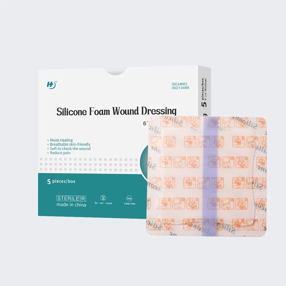 Silicone Foam Dressing with Border, 4*4'', High Absorbency Large Waterproof Silicone Wound Bandage FDA CE Approved
