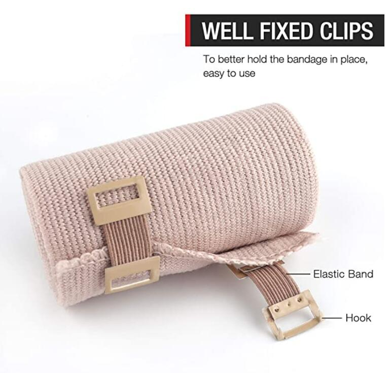 Skin Color Pressure Latex Free High Compression Elastic Bandage with Clips