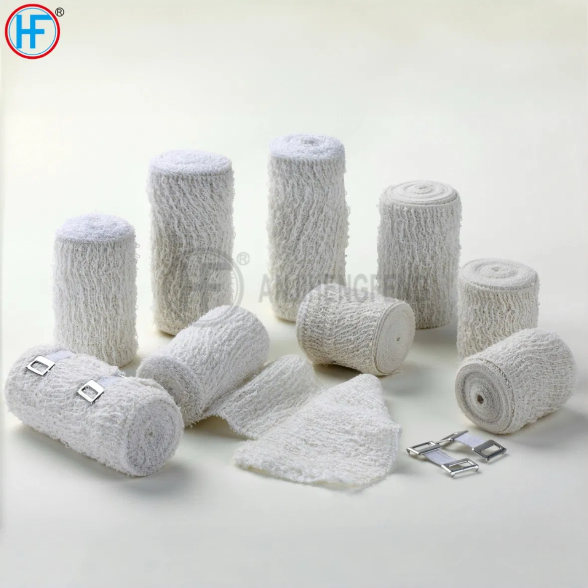 Medical Wound Dressing Red (Blue) Line Elastic Crepe Bandage Medical ISO13485 Approved with OEM