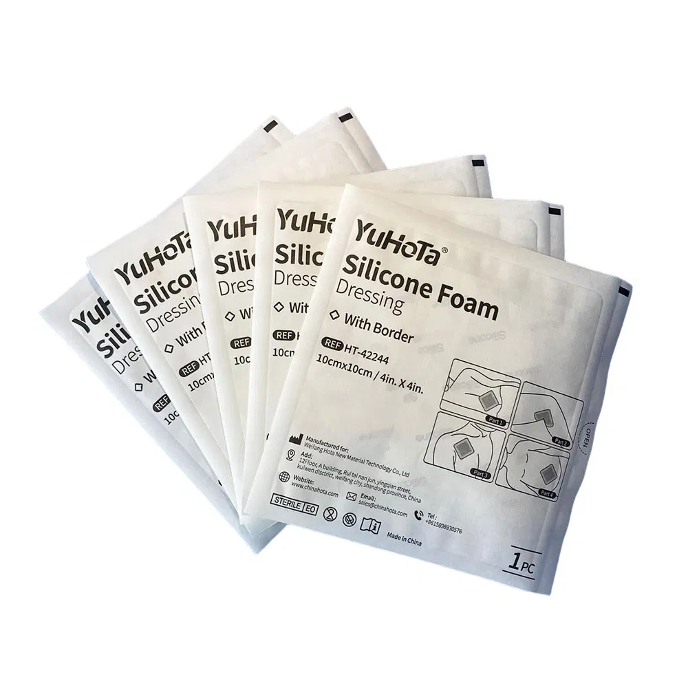 4X4 Waterproof High Absorption Silicone Foam Dressing for Wound Care