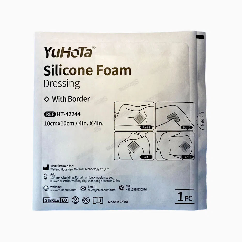 4X4 Waterproof High Absorption Silicone Foam Dressing for Wound Care