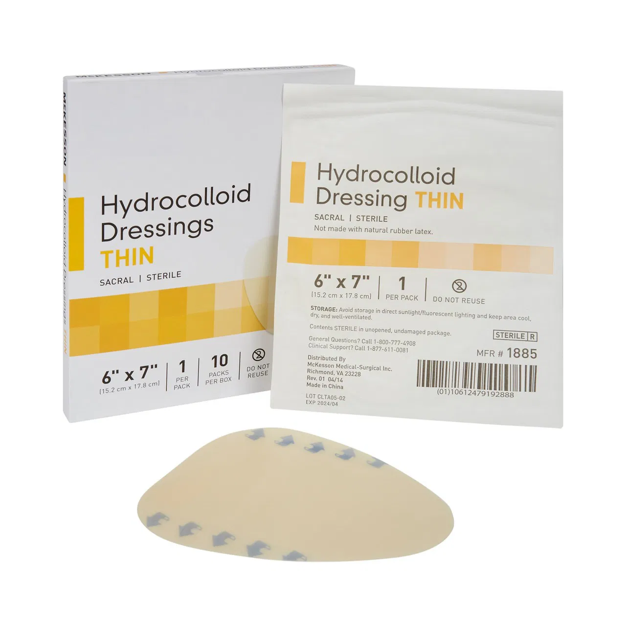Ultra-Thin Hydrocolloid Wound Dressing Sterile Moist Bandages 6*8cm with U Port