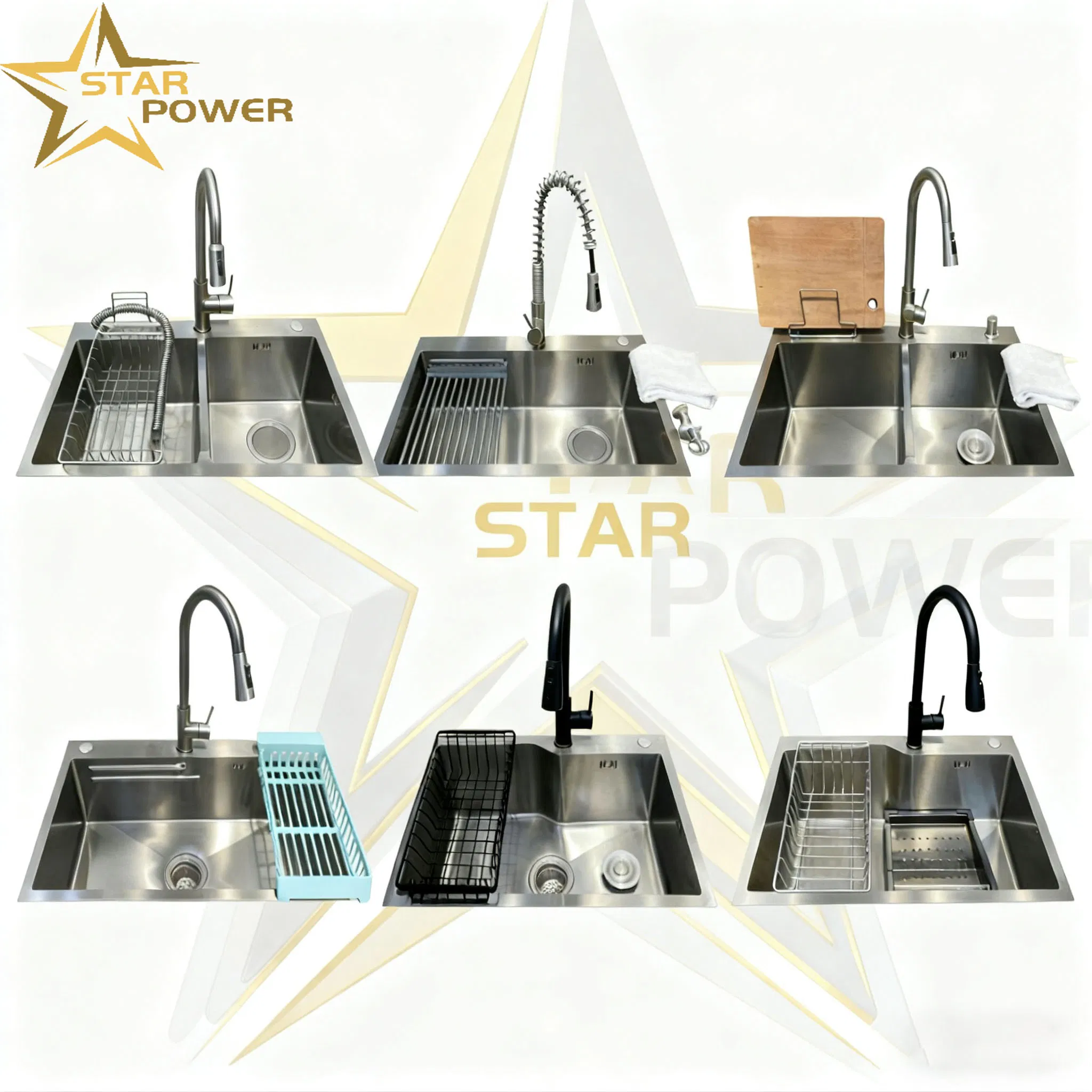 Stylish 201 Stainless Steel Handmade Sink with Storage Rack