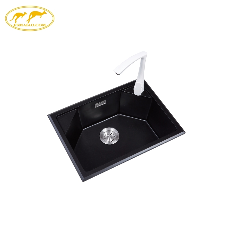 Smooth and Durable New Design Splash Prevention Polished Gloss Granite Composite Sink