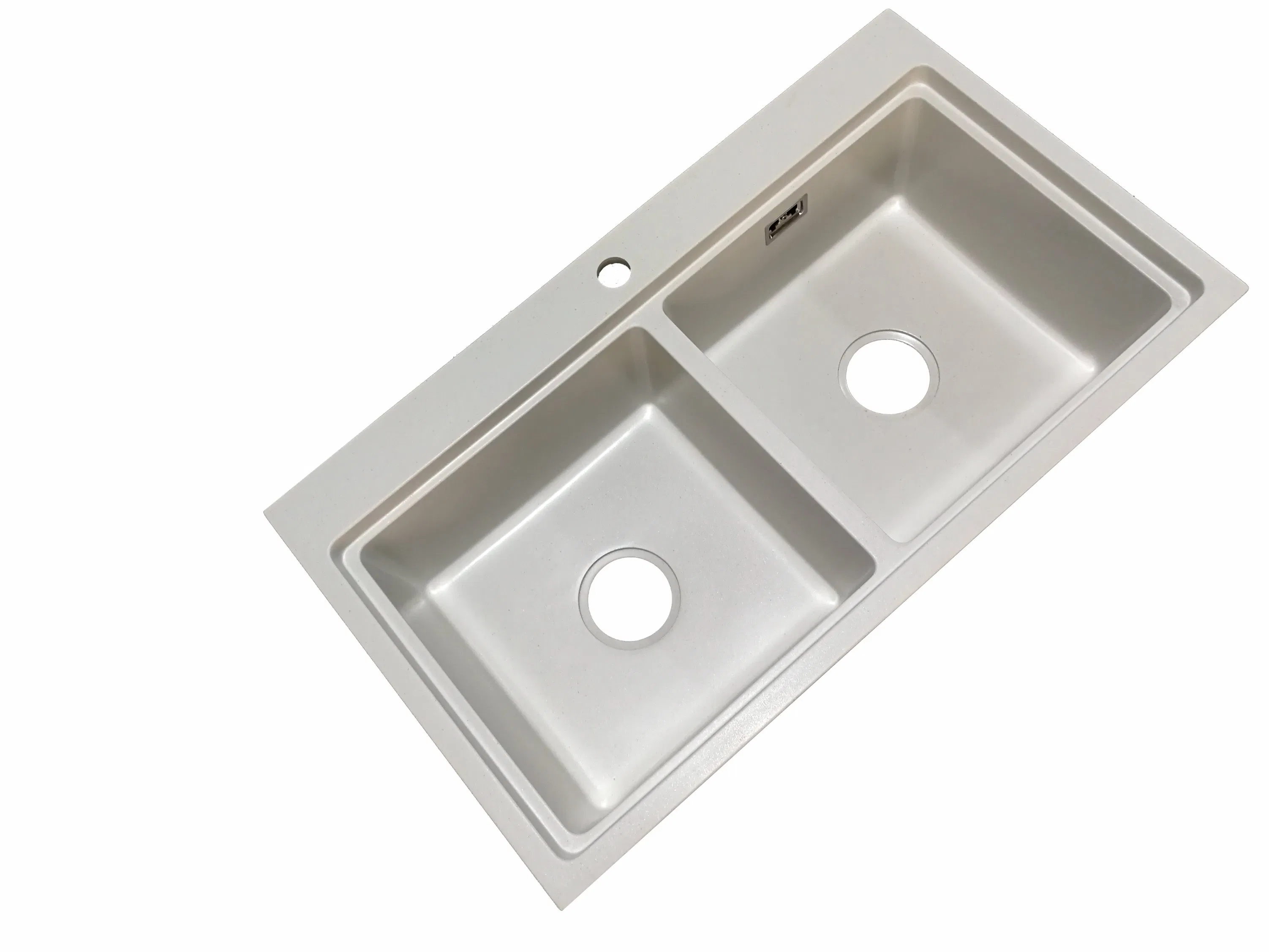 Kitchen Corner Under Mount Sink Double Bowls Quartz Stone Kitchen Sink