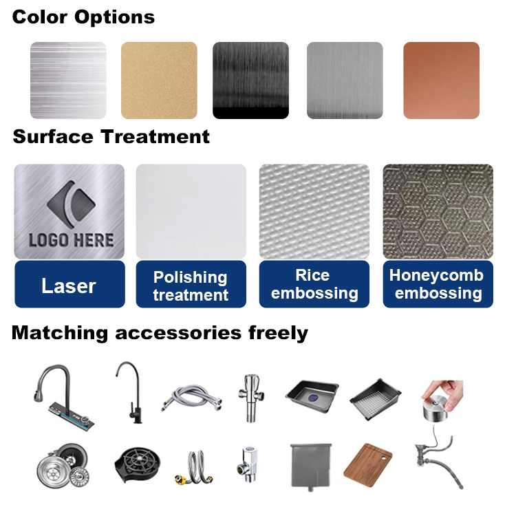 30-Inch Custom Stainless Steel Single Bowl Kitchen Sink with Rice Embossing Design