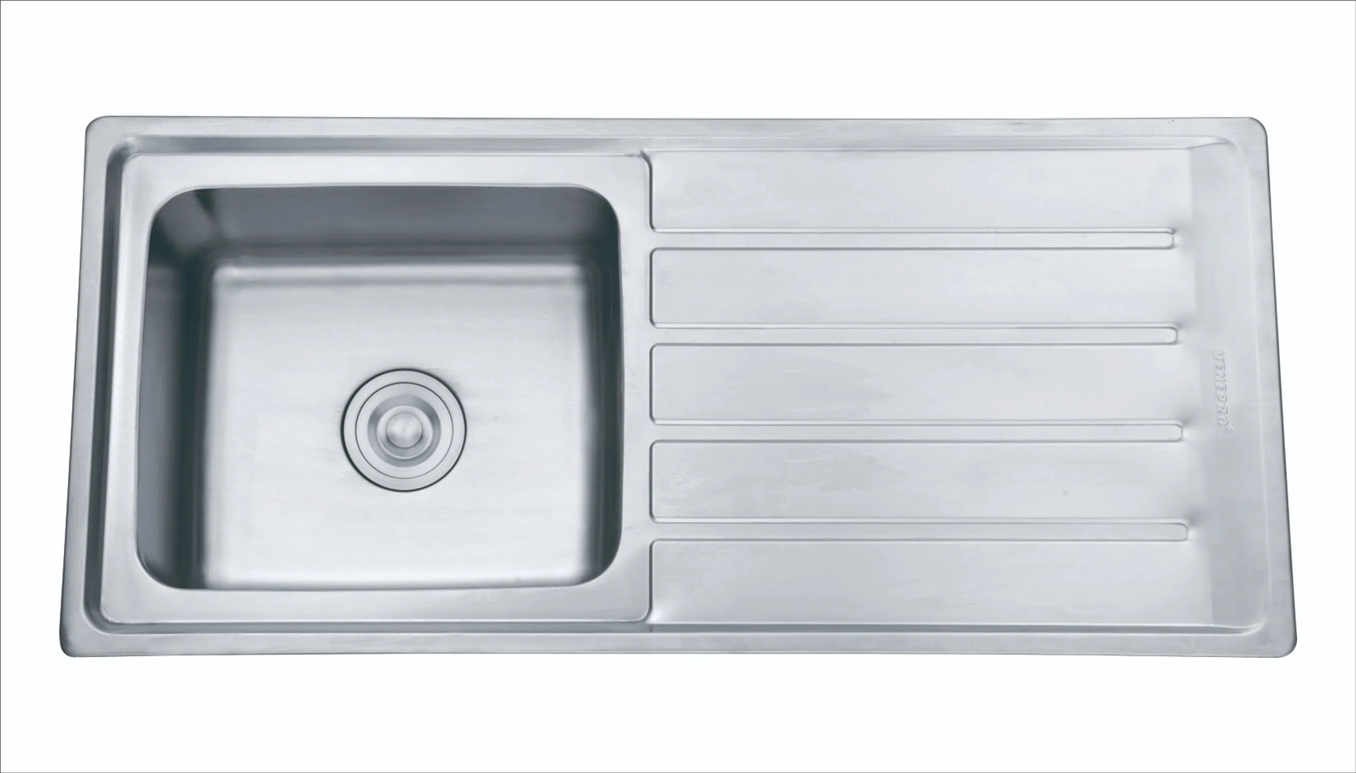 Walnut Sink Guangdong, China Wholesale Building Material Modern Stainless Steel Single Deep Bowl with Drainboard Kitchen Pressed Sink