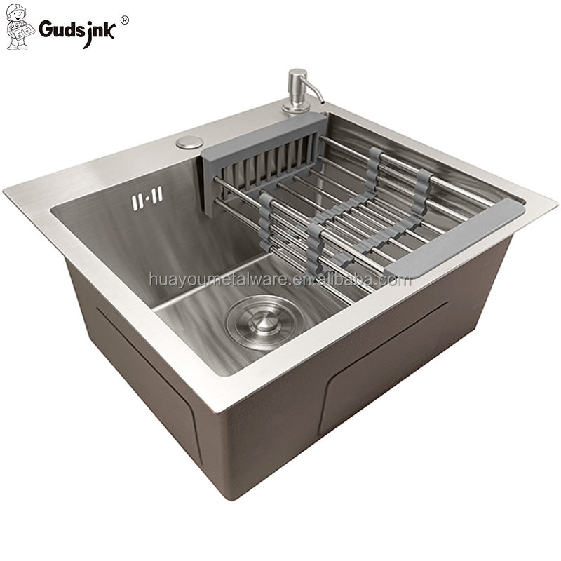 Gudsink Cheap Single Bowl Drop-in Stainless Steel 304 Square Rose Gold Bar Basin Modern Topmount Kitchen Sinks