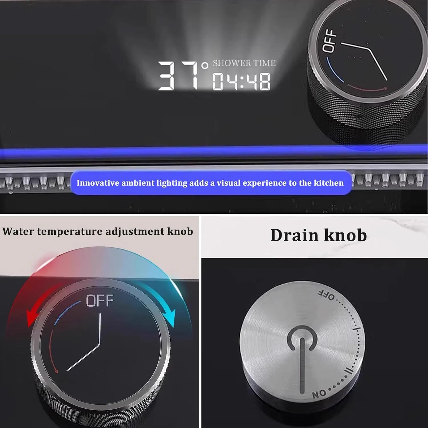 Premium 304 Ss Waterfall Kitchen Sink with Built-in Pull-out Sprayer &amp; Cutting Board