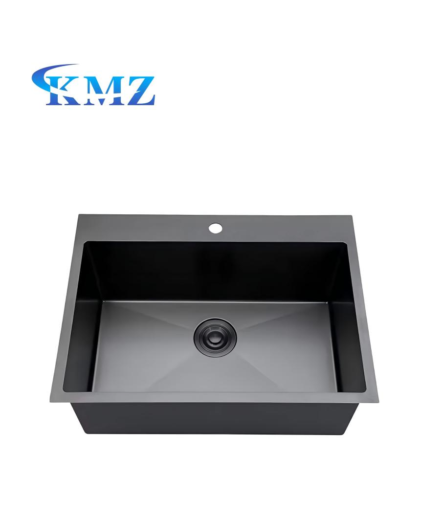 Contemporary Brushed Topmount Stainless Steel Single Bowl Deep Small Black Drop in Kitchen Sinks