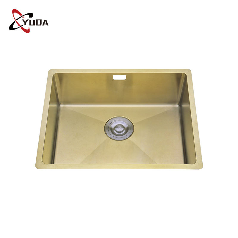 Customized Commercial Single Bowl Gold Stainless Steel Kitchen Sink, Farmhouse Sink