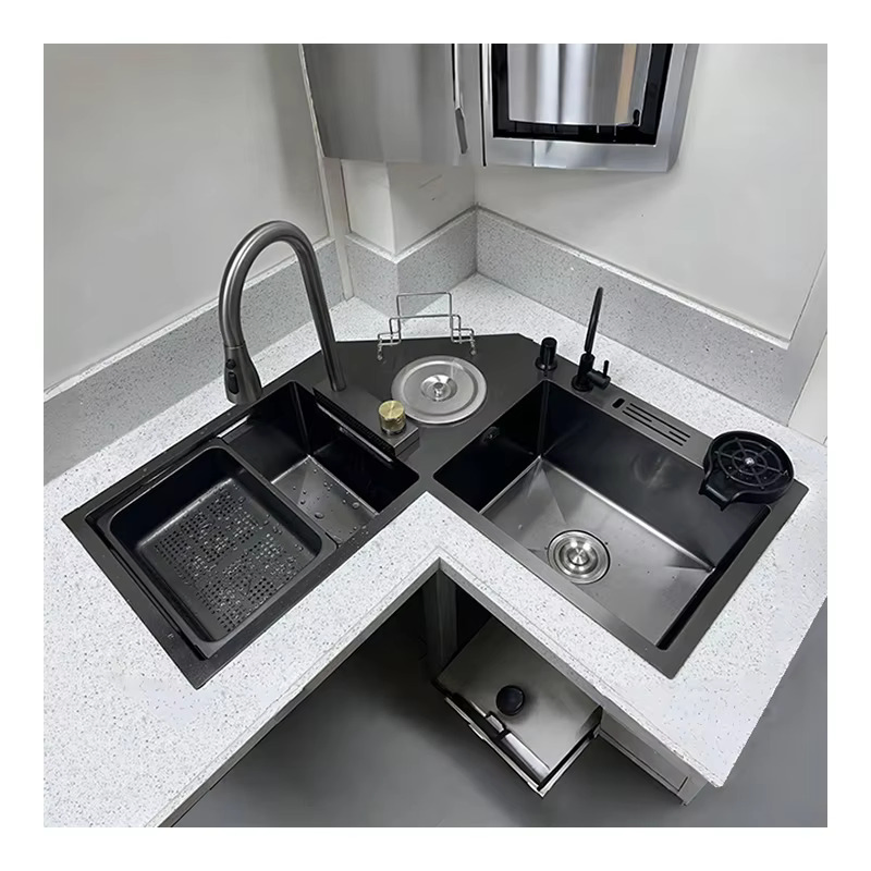 Sink Customized Customized Special-Shaped Kitchen Sink 304 Stainless Steel Handmade Corner Dishwashing