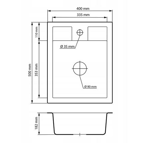 One-Piece Quartz Composite Sink with Square Design Drainer Granite High-Quality