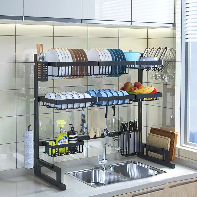 Retractable Adjustable Size: 65-85cm Stretchable Sink Drainage Rack, Perfectly Fits Most Kitchen Sinks/Countertops, Free to Adjust for Different Space Needs.