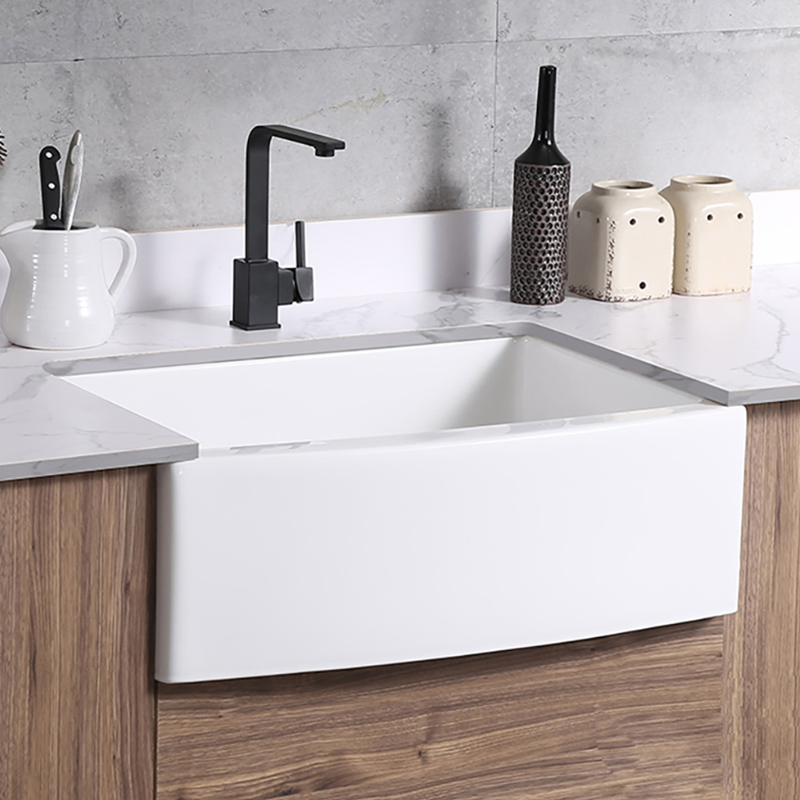 Large Size Single Bowl Farmhouse White Ceramic Kitchen Apron Front Sinks