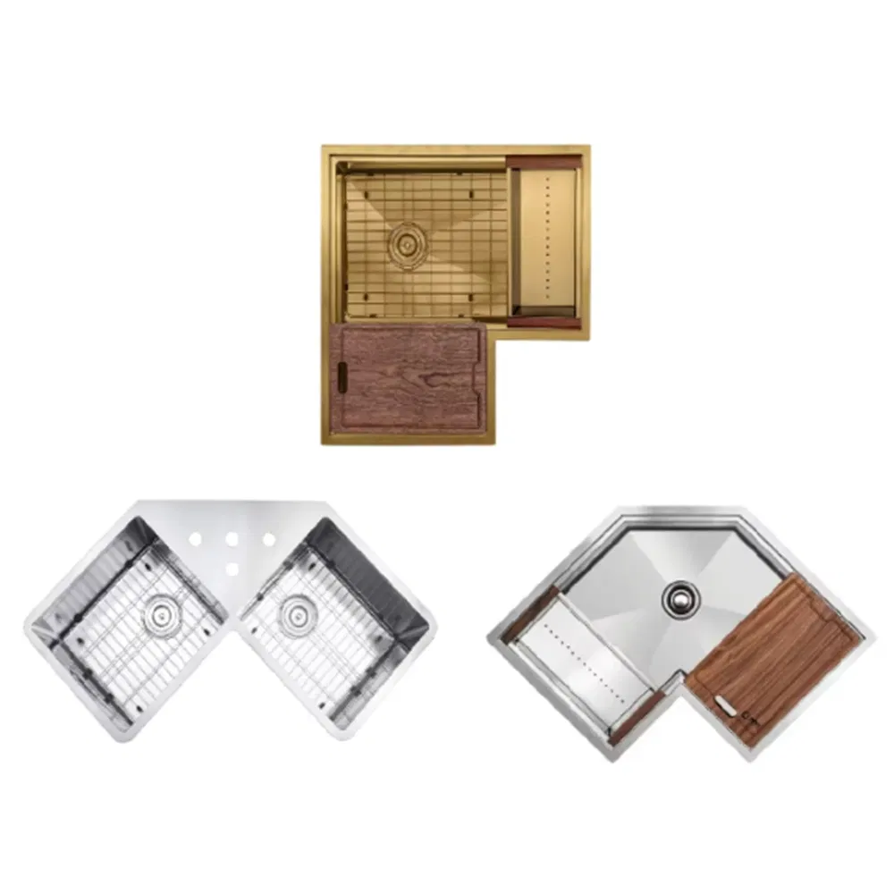 ODM/OEM Luxury Irregular Corner Single Bowl 304/201 Handmade Stainless Steel Kitchen Sink