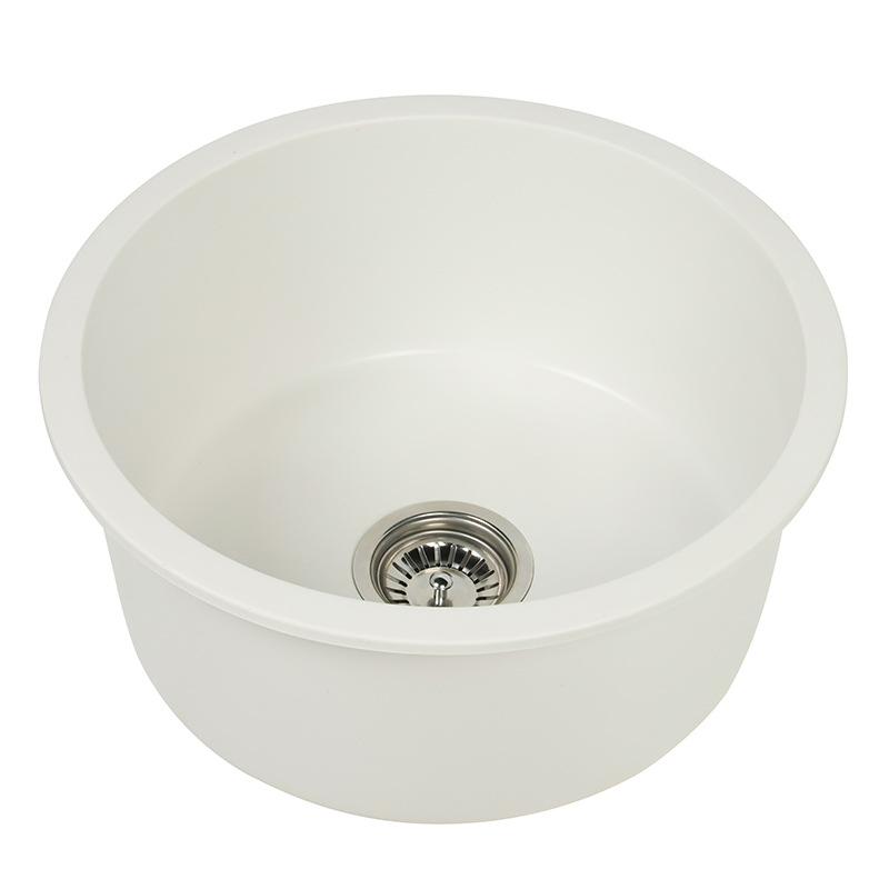 Small Granite Composite Kitchen Quartz Round Sink Single Bowl Undermount with Faucet