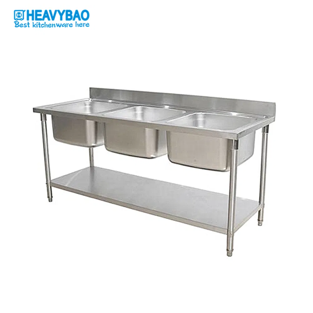 Heavybao 700X700mm Stainless Steel Single Bowl High Standing Kitchen Outdoor Washing Table