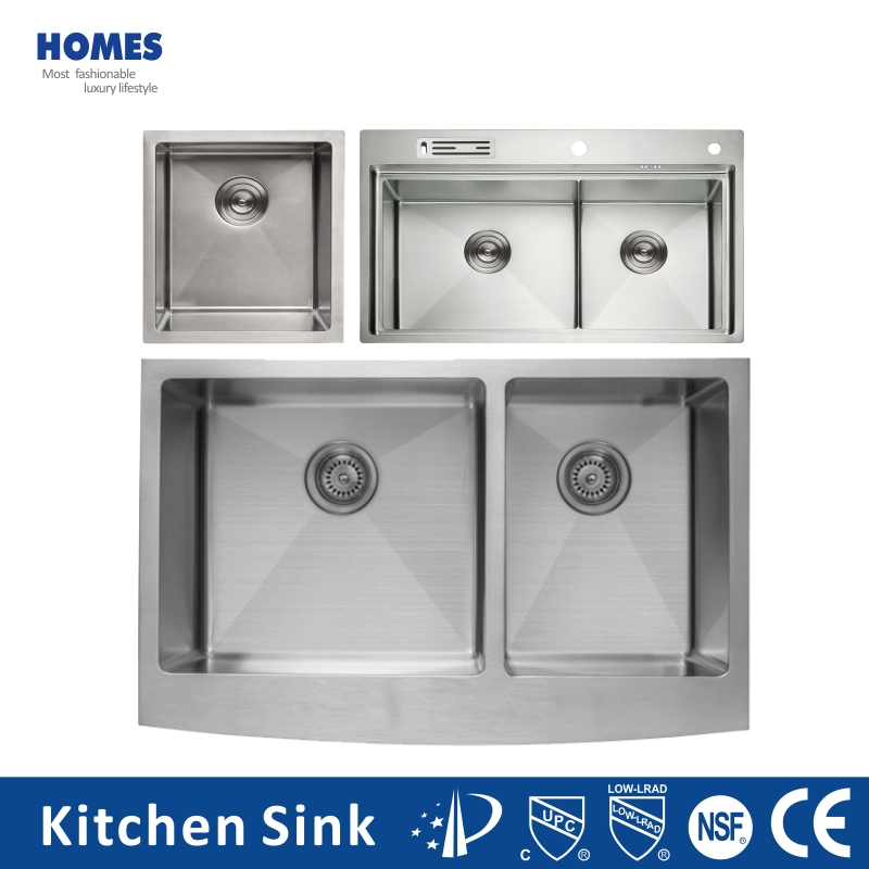Europe USA Multifunction 2 3mm 30 Inch Top Under Mounted Single Double Wash Bowl Stainless Steel Handmade Knife Dustbin Kitchen Sink for House Project