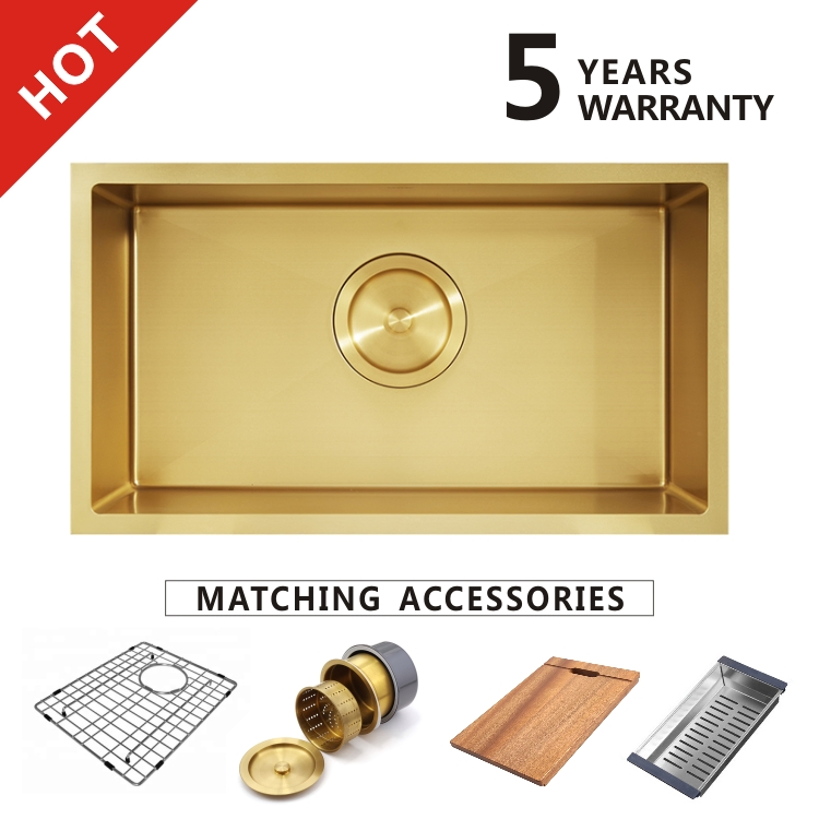 2025 Modern SUS304 Square Kitchenware Handmade 32 Inch Black Stainless Steel Single Double Bowl Black Kitchen Sink Price