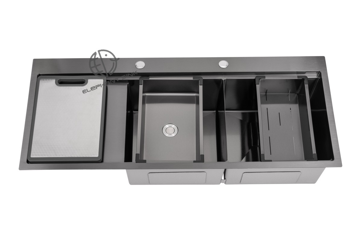 Kitchen Sink Nano Black with Stainless Steel Cutting Board Sophisticated Design