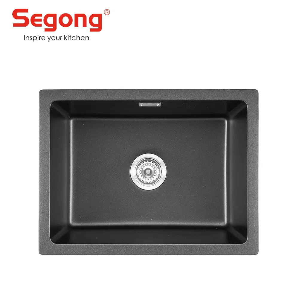 Quartz Kitchen Sink Black Undermount Deep Single Bowl Granite Composite Modern Sink
