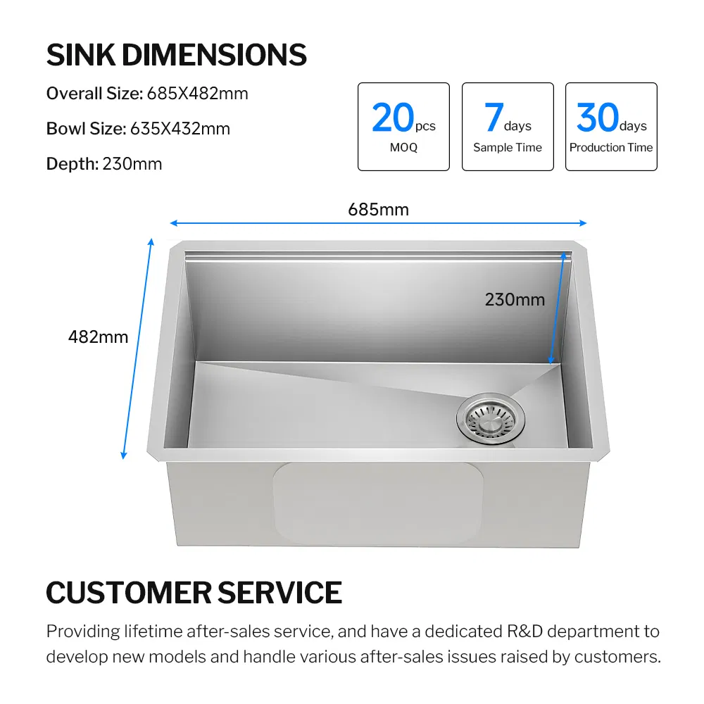 Stylish Undermount Kitchen Sink with R10 Rounded Corners Design