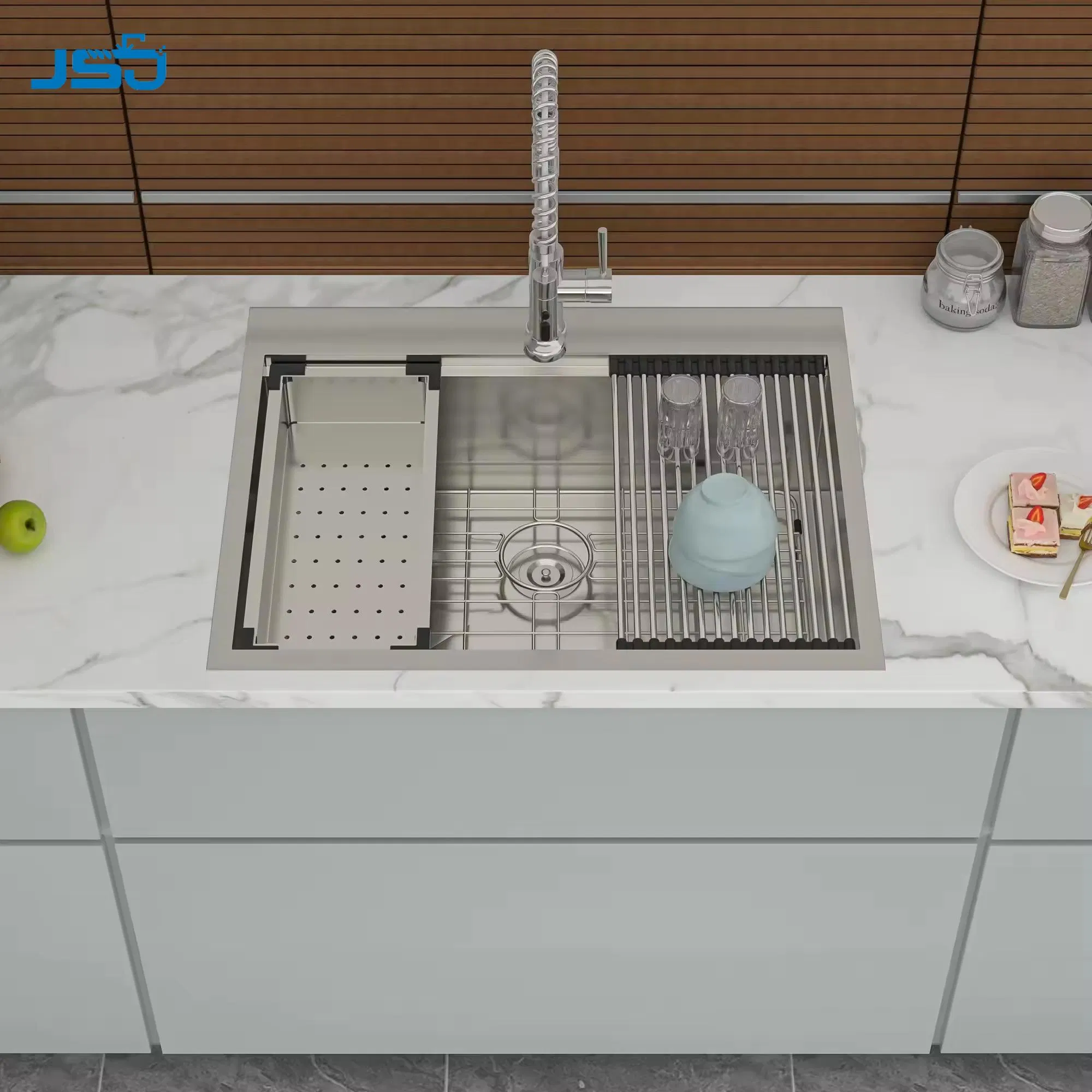 Stainless Steel 18 Gauge Drop-in Topmount Single Bowl Workstation Kitchen Sink