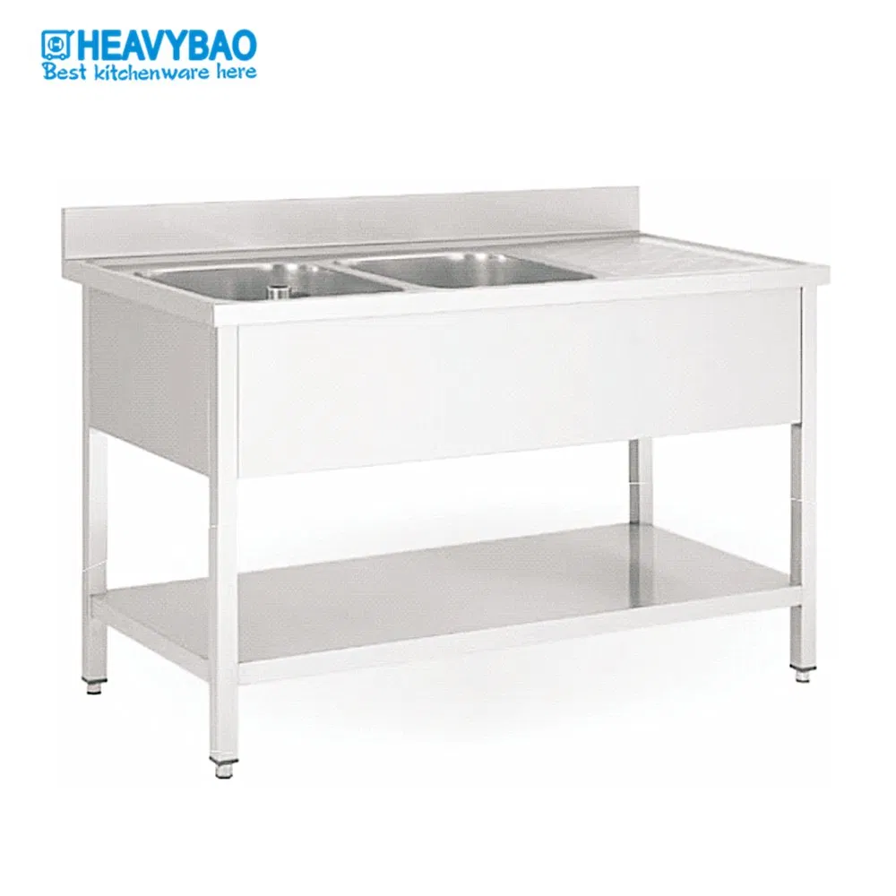 Heavybao 700X700mm Stainless Steel Single Bowl High Standing Kitchen Outdoor Washing Table