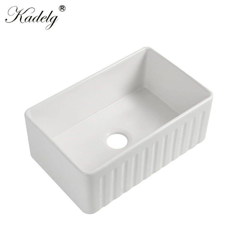 Modern Design 30 Inches White Single Bowl Farm House Sink Apron Front Ceramic Farmhouse Kitchen Sink