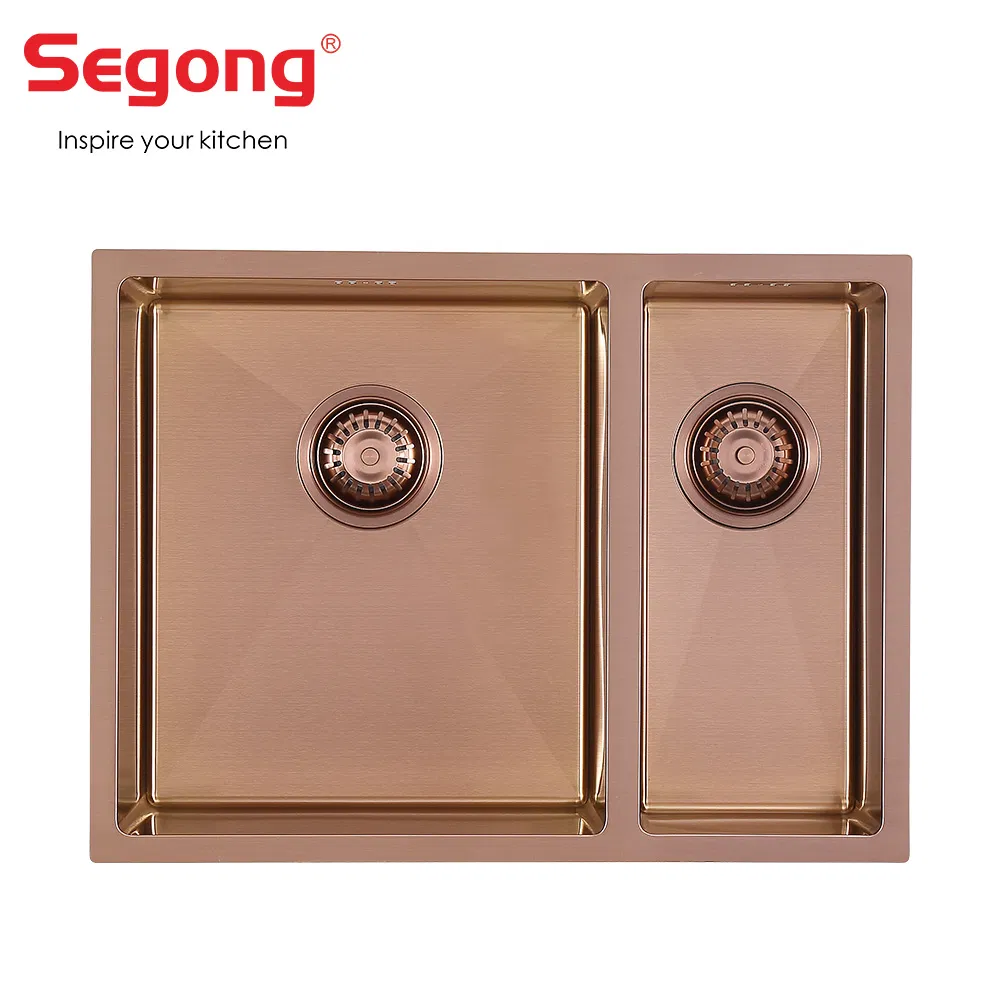 High Quality Duarable SUS304 Double Bowl Rose Gold Kitchen Sink