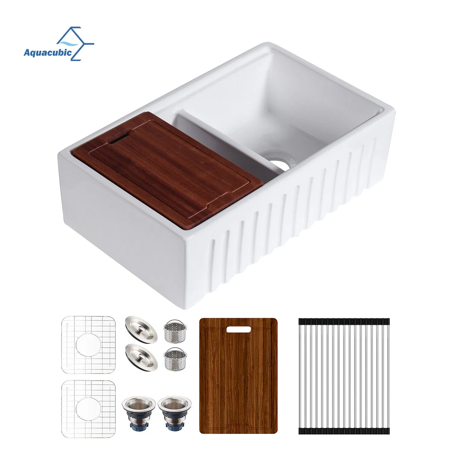 CPU Wholesale Farmhouse Deep Single Bowl White Ceramic Porcelain Fireclay 33inch Rectangular Apron-Front Kitchen Farmhouse Sinks