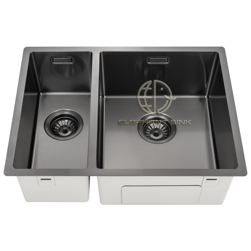 High Quality Double Bowl Sink with R10 Corner for Minimalist Kitchen PVD