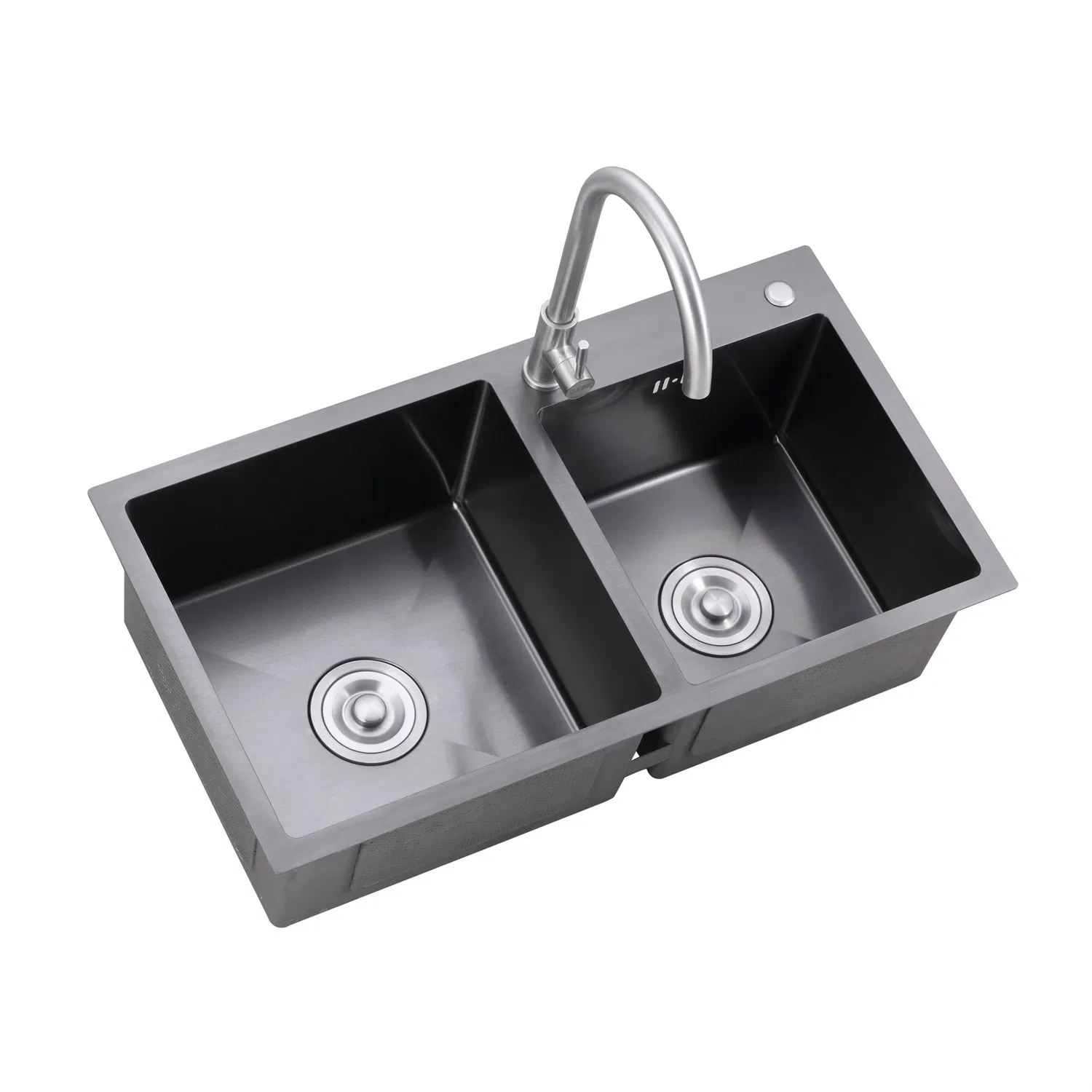 Golden Color Brushed 201 304 Stainless Steel Double Bowl Kitchen Sink for Home