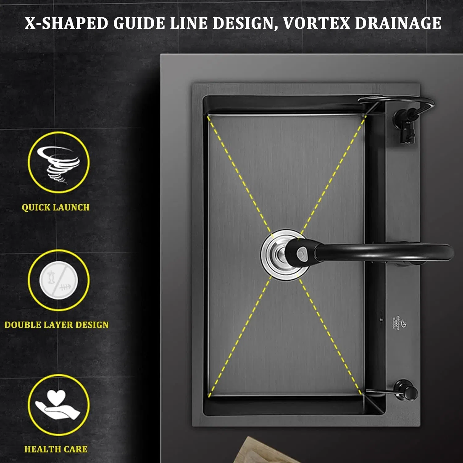 Stretchable Kitchen Stainless Steel Handmade Sink with Faucet