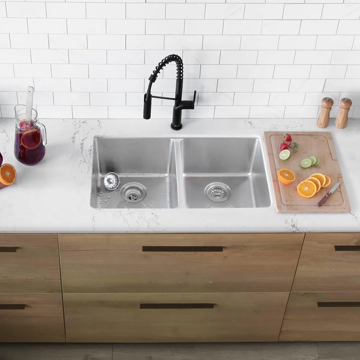 Factory Price Customization High Quality Top Mount Handmade 304 Stainless Steel Undermount Double Bowl Kitchen Sinks