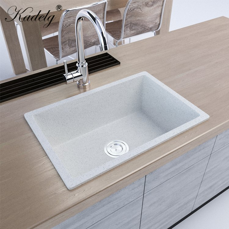 Single Bowl Modern Quartz Kitchen Undermount Basin Kitchen Sink Black