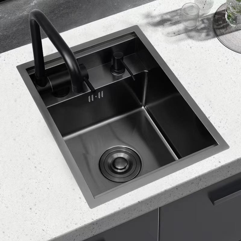 Bistro Invisible Single Bowl Stainless Steel Hidden Kitchen Sink with Foldable Faucet