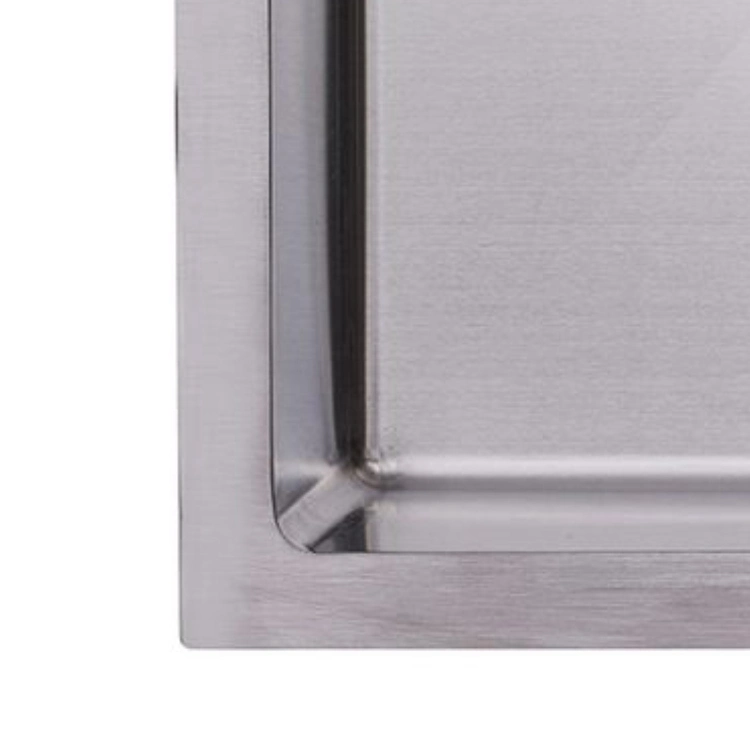 Above Counter Countertop Corner Sink 2 Two Double Bowl Kitchen Basin Cabinet Sink Stainless Steel with Drainboard