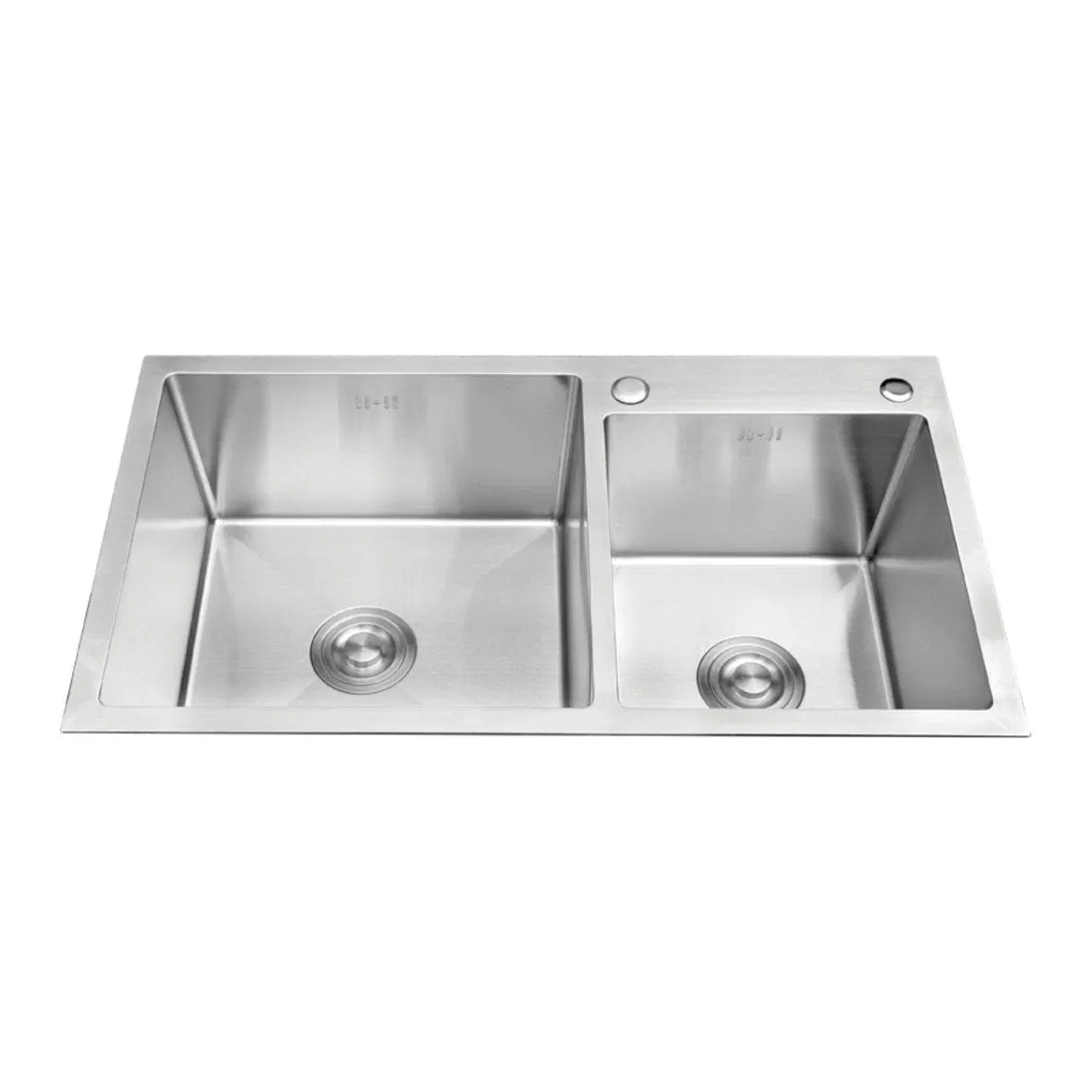 New Design 304 Nano Black Kitchen Sink Stainless Steel Double Bowls Double Steps Smart Cup Washer Sink Drain Trash Handmade Kitchen