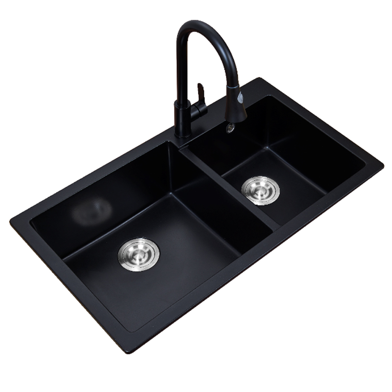 China Wholesale Quartz Stone Kitchen Sink Outdoor Farm Deep Double Bowl Wash Basin Apron Front Farmhouse Sink