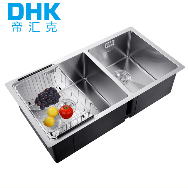 China Wholesale Upc Handmade SUS304 Double Bowl Stainless Steel Under Mount Kitchenware Kitchen Sink