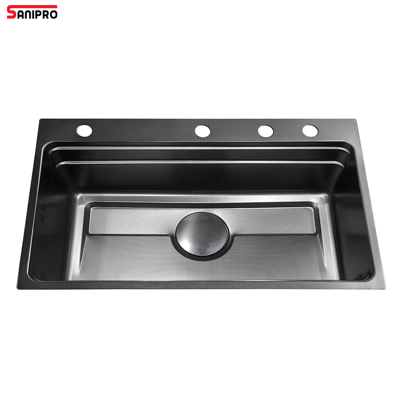 Sanipro Nano Scratch-Resistant Stainless Steel Kitchen Single Bowl Sink with Cutting Board and Vegetable Fruit Washing Basin