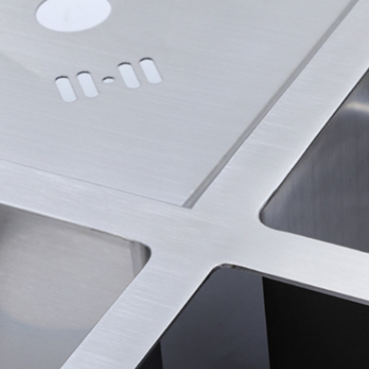 Above Counter Countertop Corner Sink 2 Two Double Bowl Kitchen Basin Cabinet Sink Stainless Steel with Drainboard