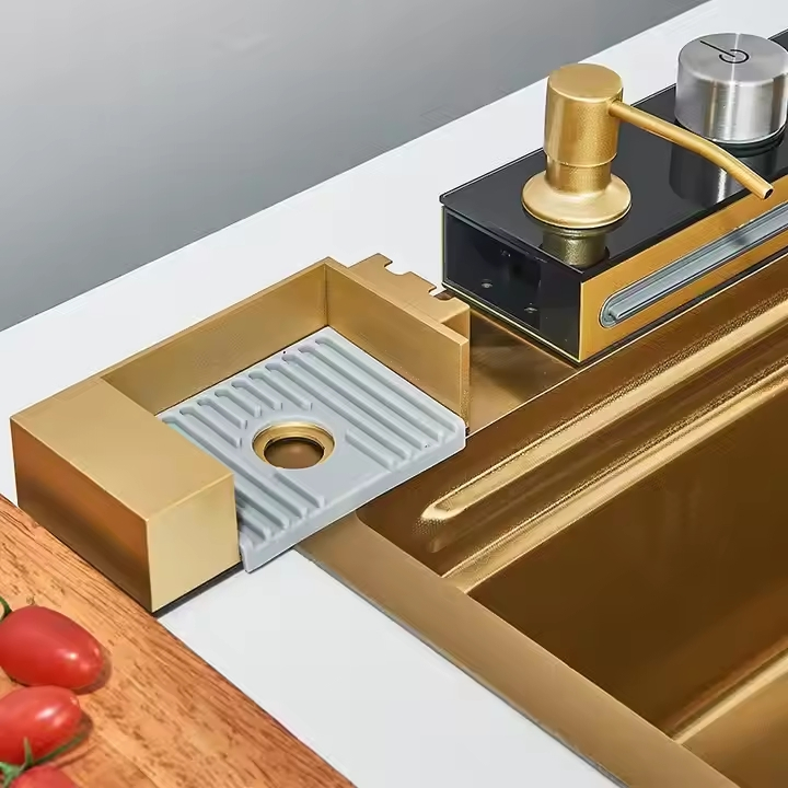 Modern Trendy Stainless Steel Handmade Sink Faucet with Stretchable Design