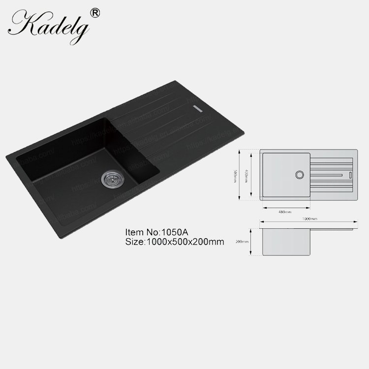 Elegant Matte White Reversible Granite Sink with Convenient Drainboard
