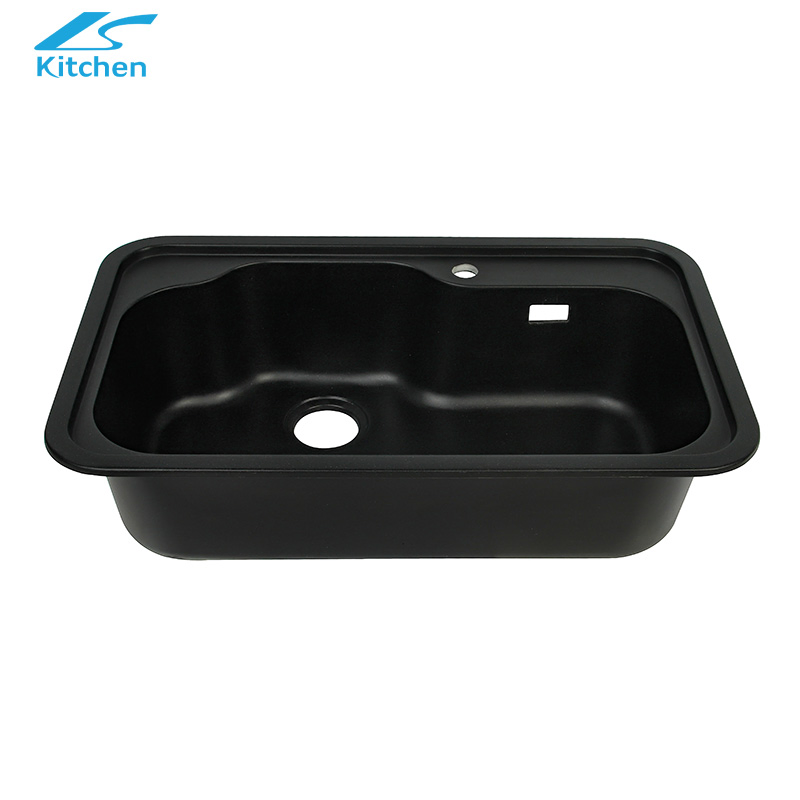 Factory Wholesale Black Single Slot Composite Granite Kitchen Bathroom Sink Fridge De La Cocina