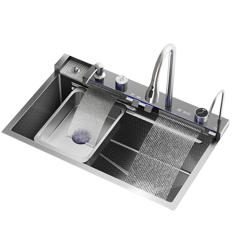 Modern Multifunctional Waterfall Black Nano Handmade Smart Stainless Steel Kitchen Sink Wholesale Dhk